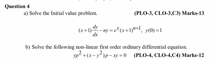 Solved Question 4 a) Solve the Initial value problem. | Chegg.com