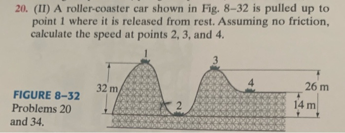 Solved 20. II A roller coaster car shown in Fig. 8 32 is Chegg