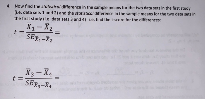 Solved 4. Now find the statistical difference in the sample | Chegg.com