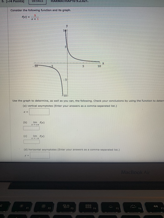 Solved 5. (-/4 Points Consider the following function and | Chegg.com