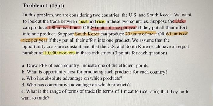 Solved In this problem, we are considering two countries: | Chegg.com