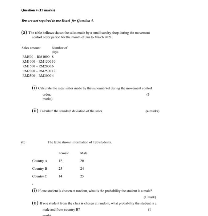 Solved Question 4 (15 marks) You are not required to use | Chegg.com