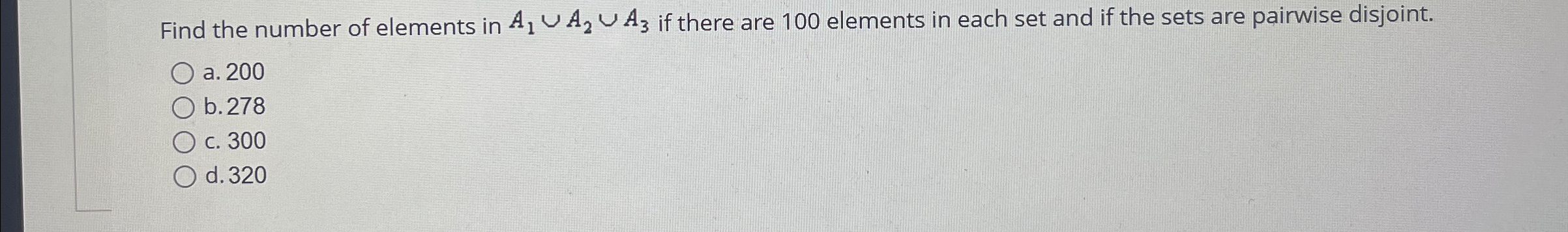 Solved Find the number of elements in A1∪A2∪A3 ﻿if there are | Chegg.com