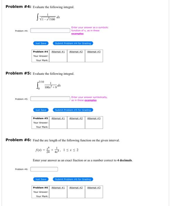 Solved Problem \#4: Evaluate the following integral. | Chegg.com