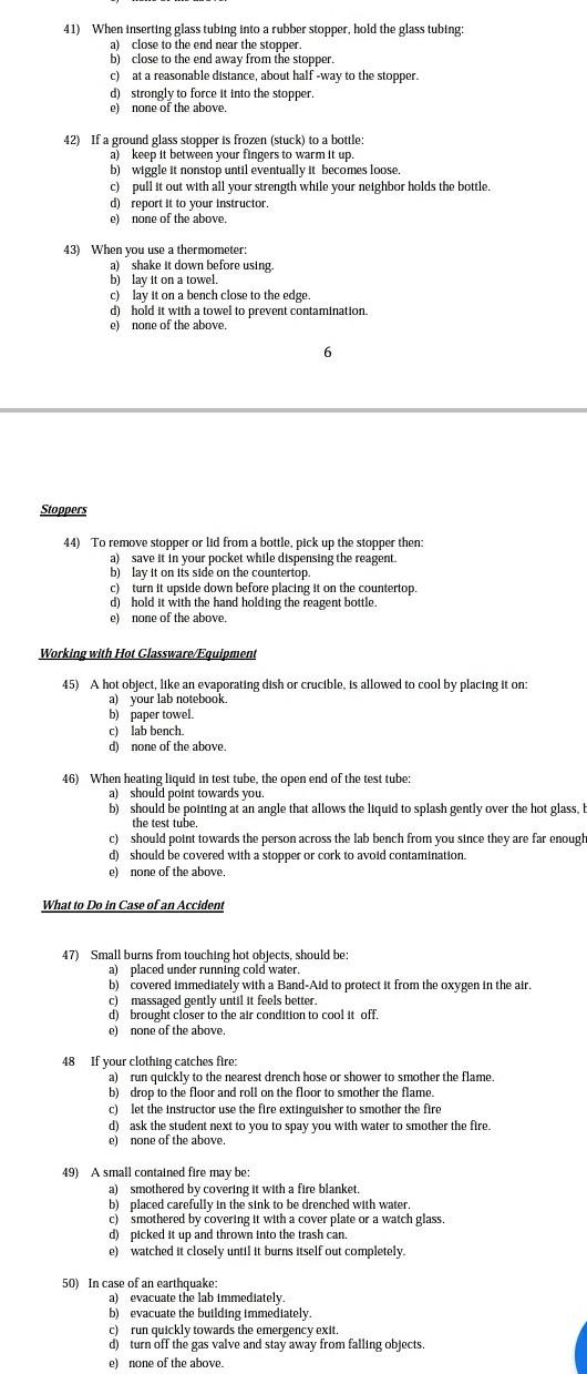 Solved 41) When inserting glass tubing into a rubber