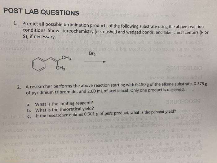 Solved POST LAB QUESTIONS 1. Predict All Possible | Chegg.com