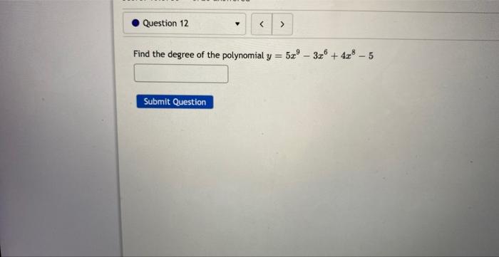 Solved y=5x9−3x6+4x8−5 | Chegg.com
