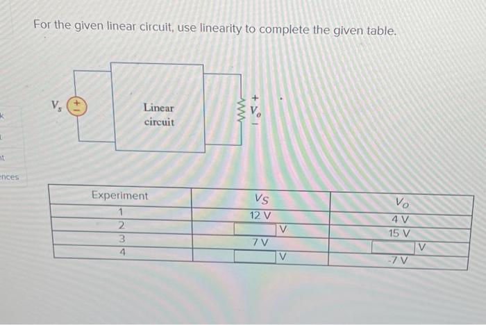 Solved For The Given Linear Circuit, Use Linearity To | Chegg.com