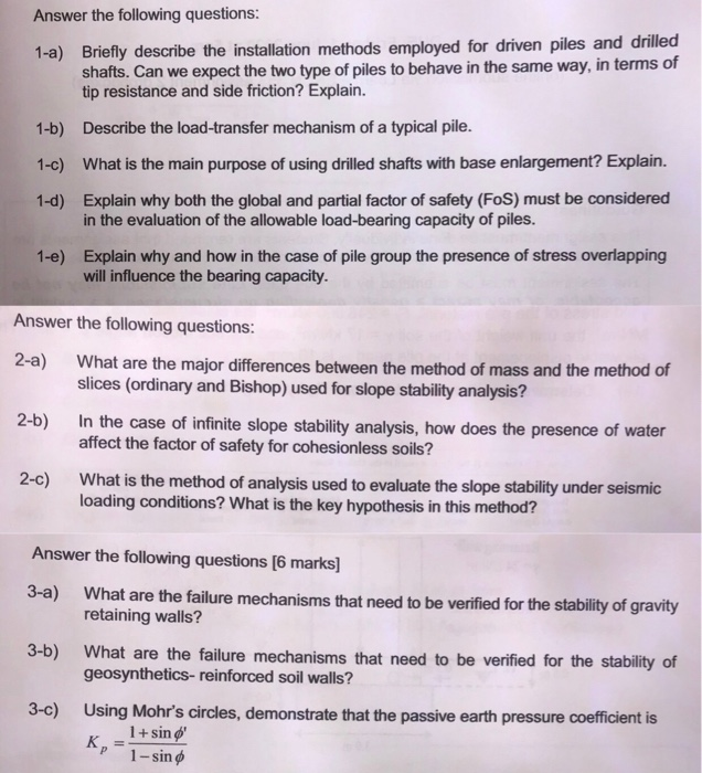 Solved Answer the following questions 1a) Briefly describe Chegg