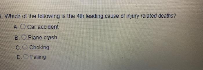 Solved 5. Which of the following is the 4th leading cause of | Chegg.com