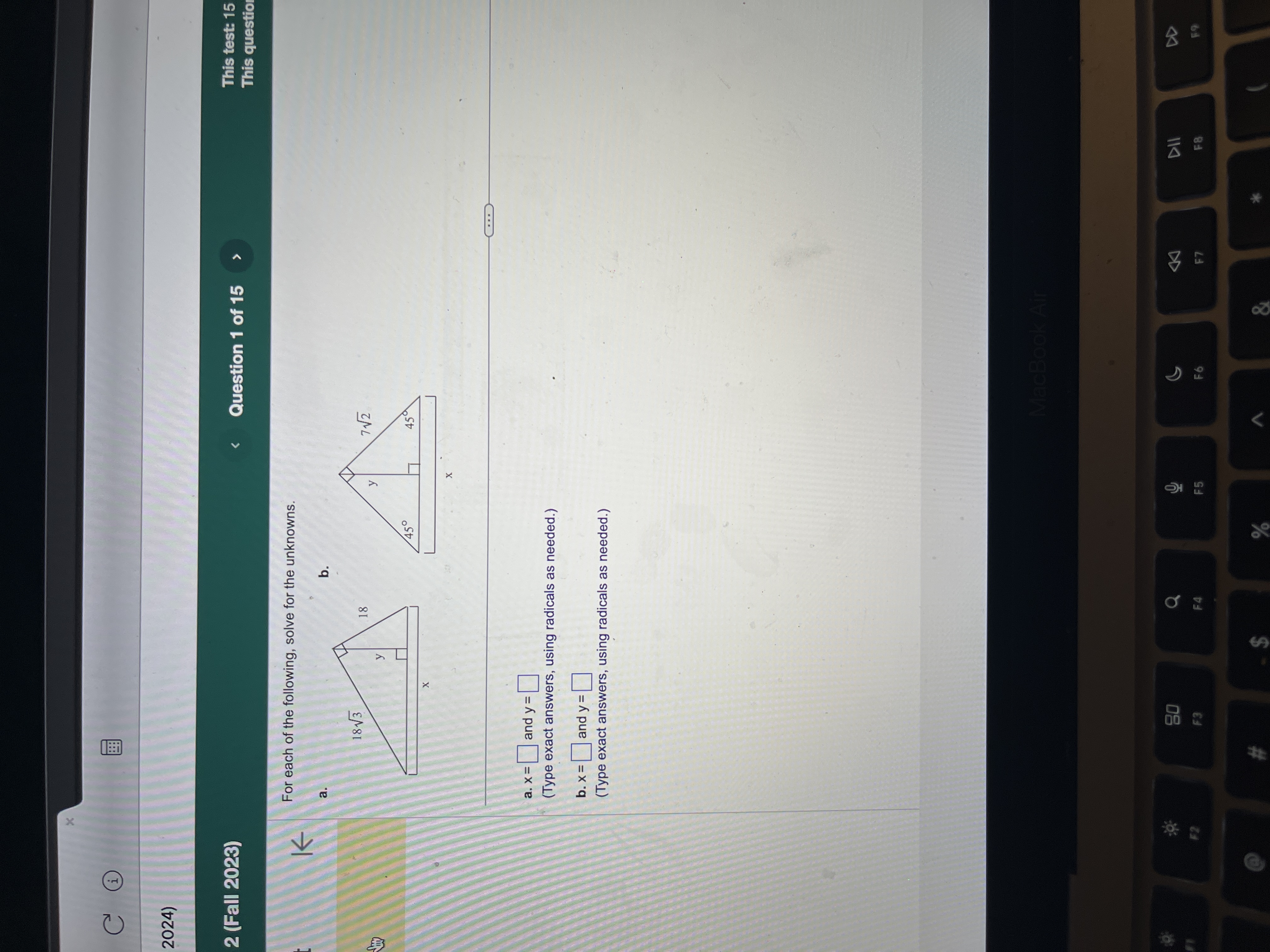 Solved For each of the following, solve for the | Chegg.com