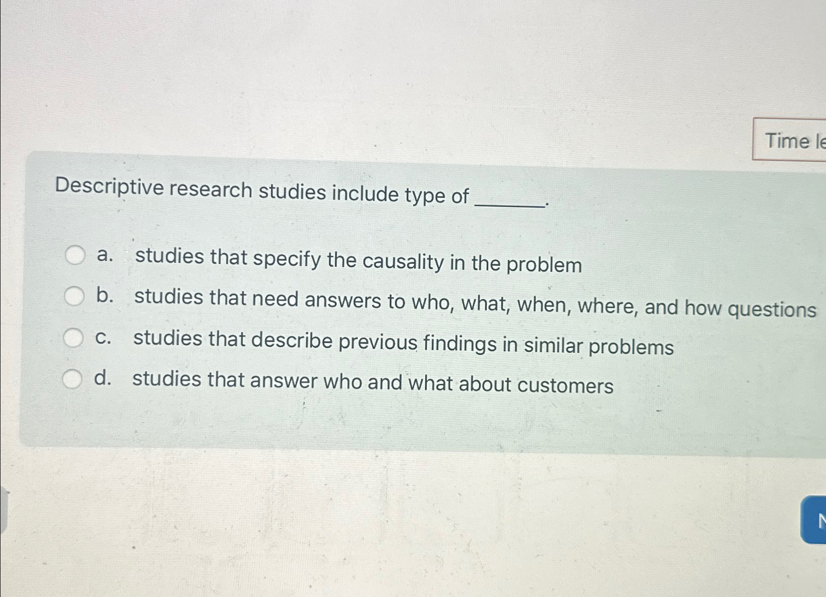Solved Descriptive research studies include type ofa. | Chegg.com