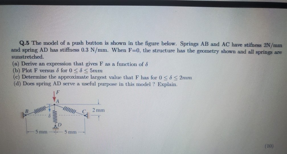 Push Button Modulus Solved Q.5 The model of a push button is shown in the figure | Chegg.com