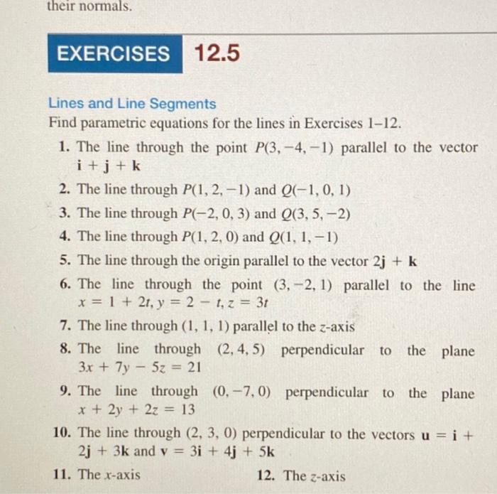 Solved Lines and Line Segments Find parametric equations for | Chegg.com