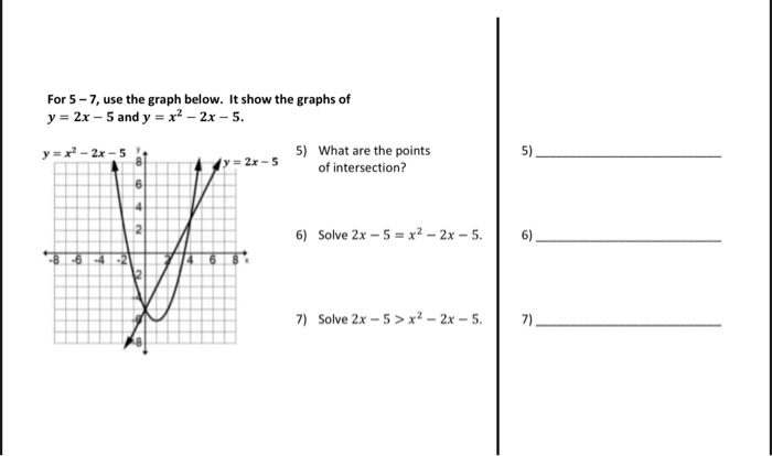 Solved Y 2x 5 And Y X 2 2x 55 What Are The Points Of Chegg Com