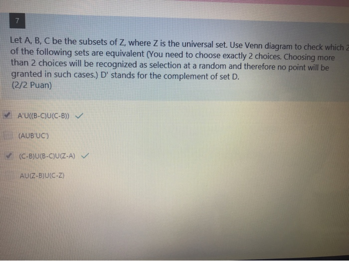 Solved 7 Let A, B, C Be The Subsets Of Z, Where Z Is The | Chegg.com