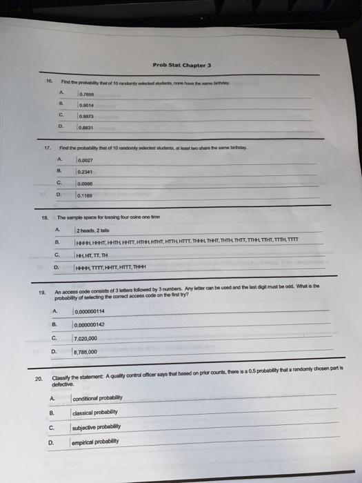 Solved 15. A multiple choice test has five questions, each | Chegg.com