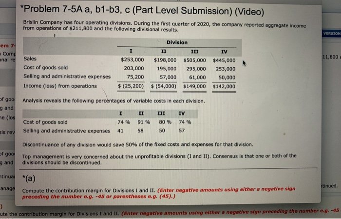 Solved *Problem 7-5A a, b1-b3, c (Part Level Submission) | Chegg.com