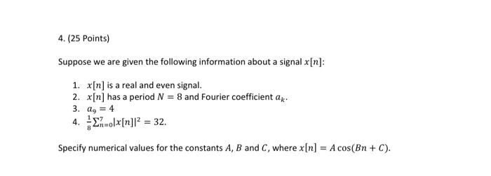Solved Suppose we are given the following information about | Chegg.com