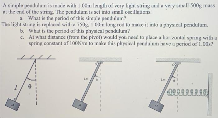 Solved A simple pendulum is made with 1.00m length of very | Chegg.com