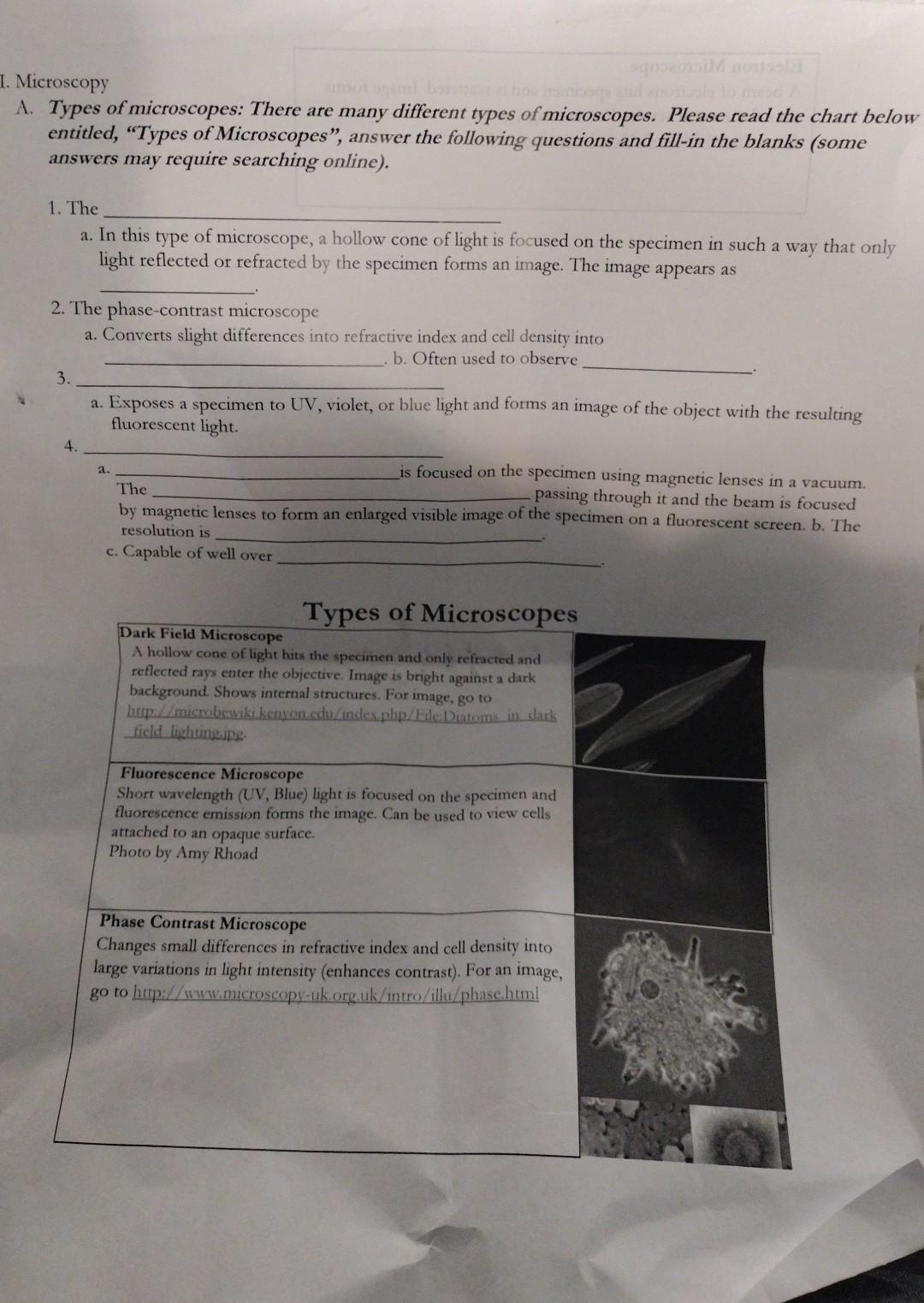 Solved Microscopy A Types Of Microscopes There Are Many Chegg Solved Microscopy A Types Of Microscopes There Are Many Chegg