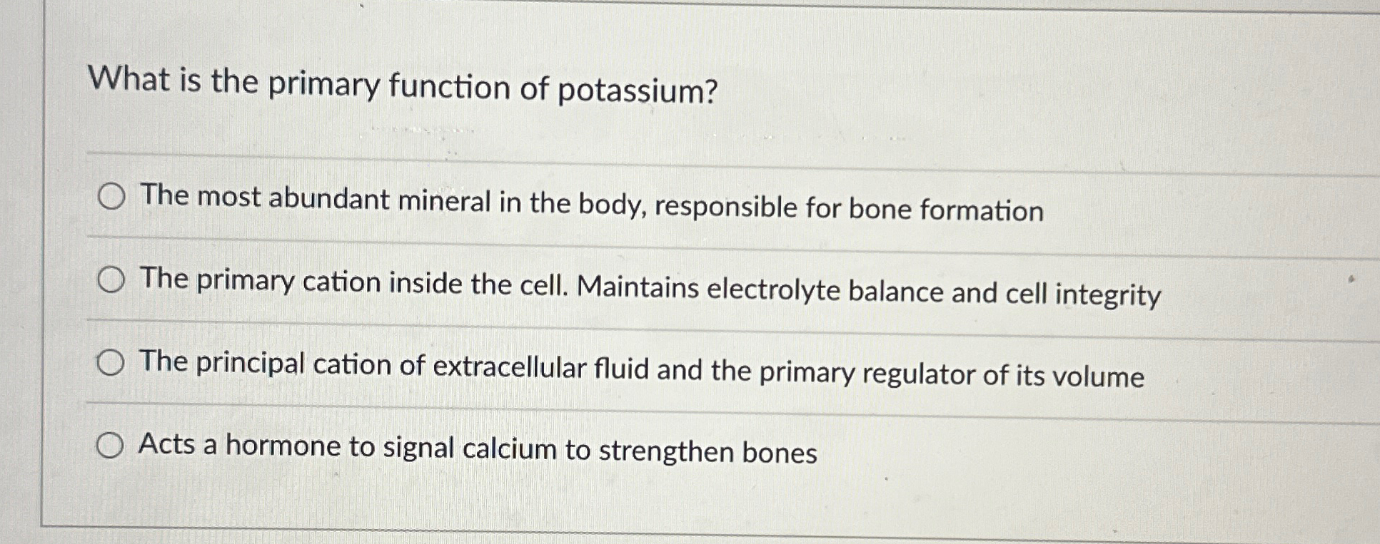 Solved What is the primary function of potassium?The most | Chegg.com