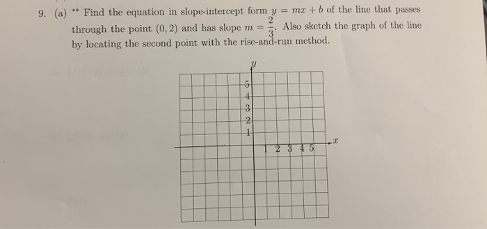 Solved 9 A Find The Equation In Slope Intercept Form