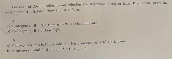 Solved For Each Of The Following, Decide Whether The | Chegg.com