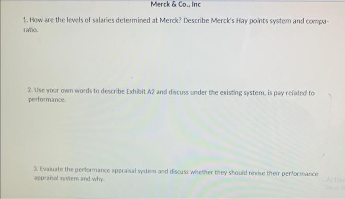 Solved Merck & Co., Inc 1. How are the levels of salaries | Chegg.com