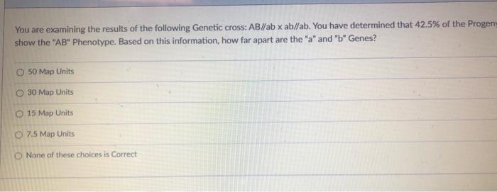 Solved Genes A and B are 28 Map Units apart. How many | Chegg.com