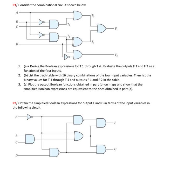 Solved P1/ Consider The Combinational Circuit Shown Below 1. | Chegg.com