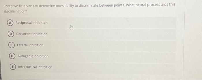 Solved Receptive field size can determine one's ability to | Chegg.com