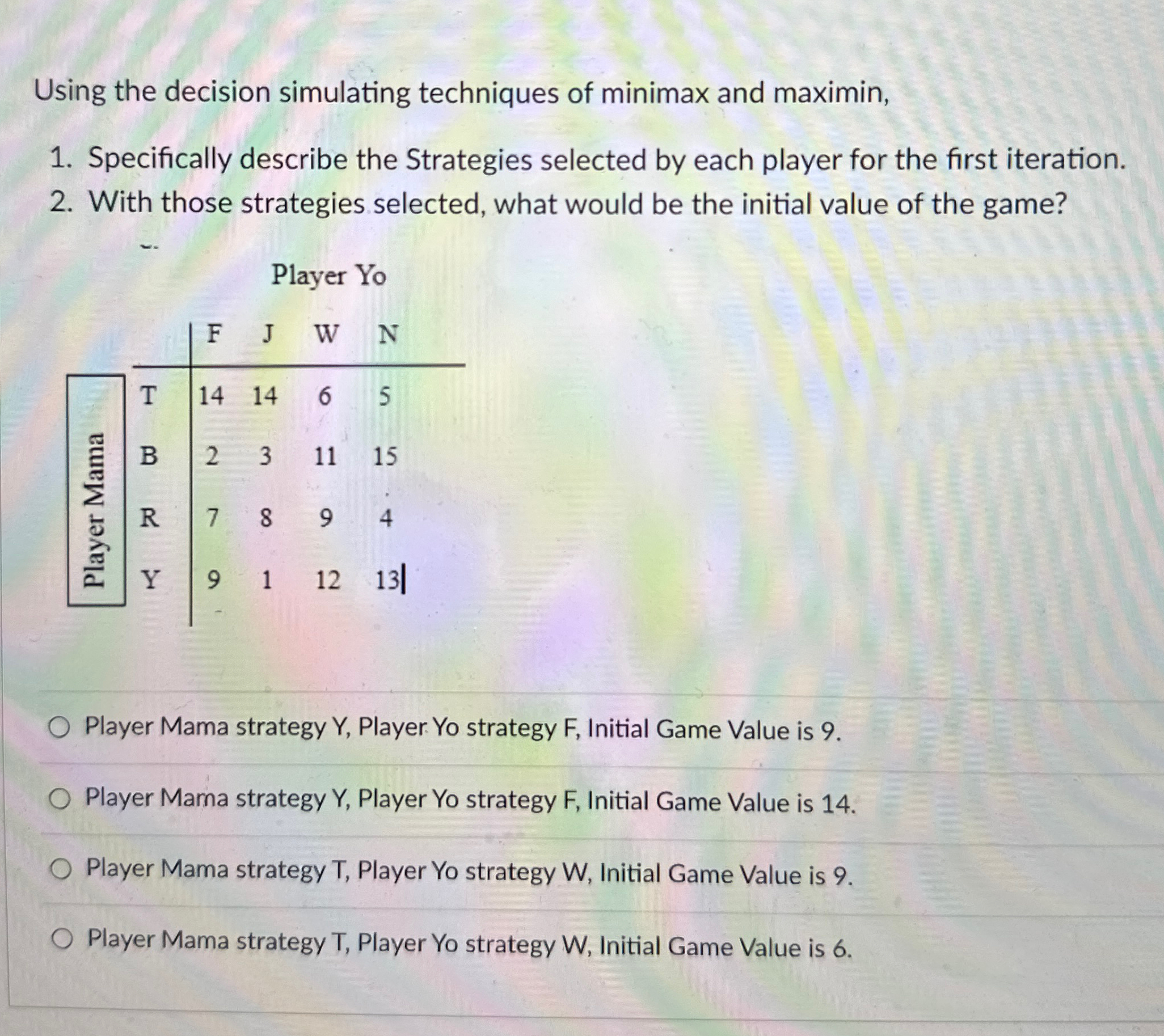 Solved Using the decision simulating techniques of minimax | Chegg.com