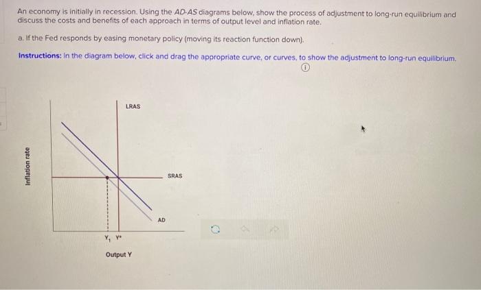 Solved An economy is initially in recession. Using the AD. | Chegg.com