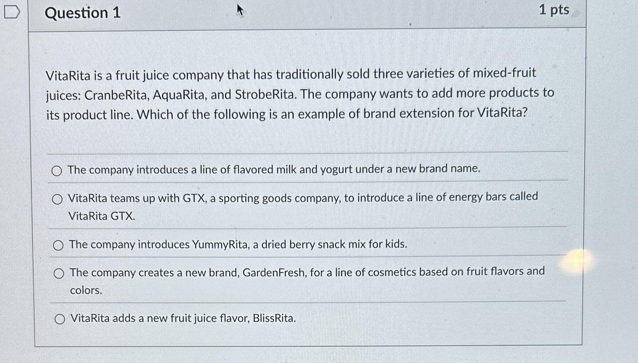 Solved Question 11 ﻿ptsVitaRita is a fruit juice company