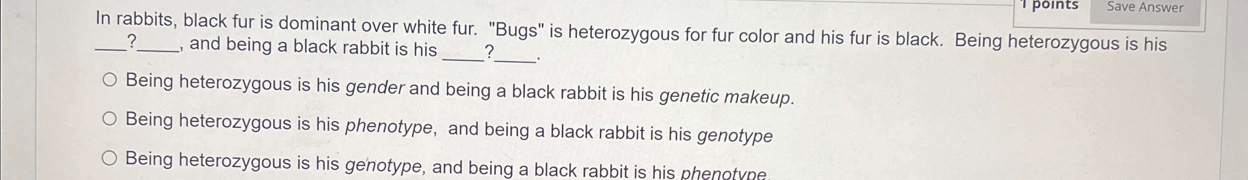 Solved In Rabbits, Black Fur Is Dominant Over White Fur. | Chegg.com