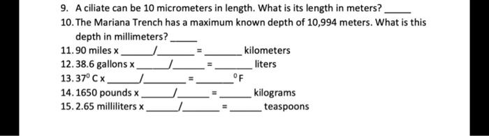 Solved 9 A Ciliate Can Be 10 Micrometers In Length What Chegg Com