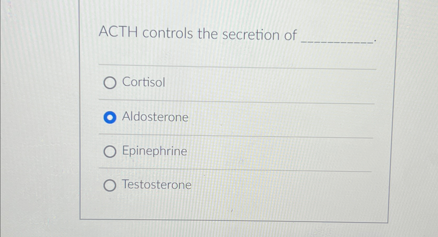 Solved ACTH controls the secretion | Chegg.com