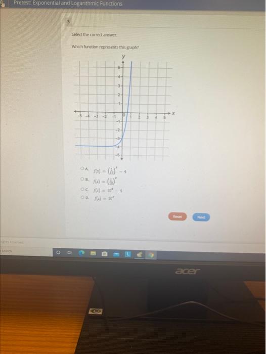 Solved Pretest. Exponential and Logarithmic Functions 3 | Chegg.com