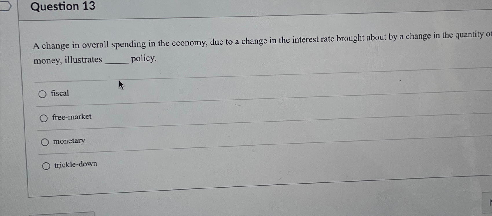 Solved Question 13A Change In Overall Spending In The | Chegg.com