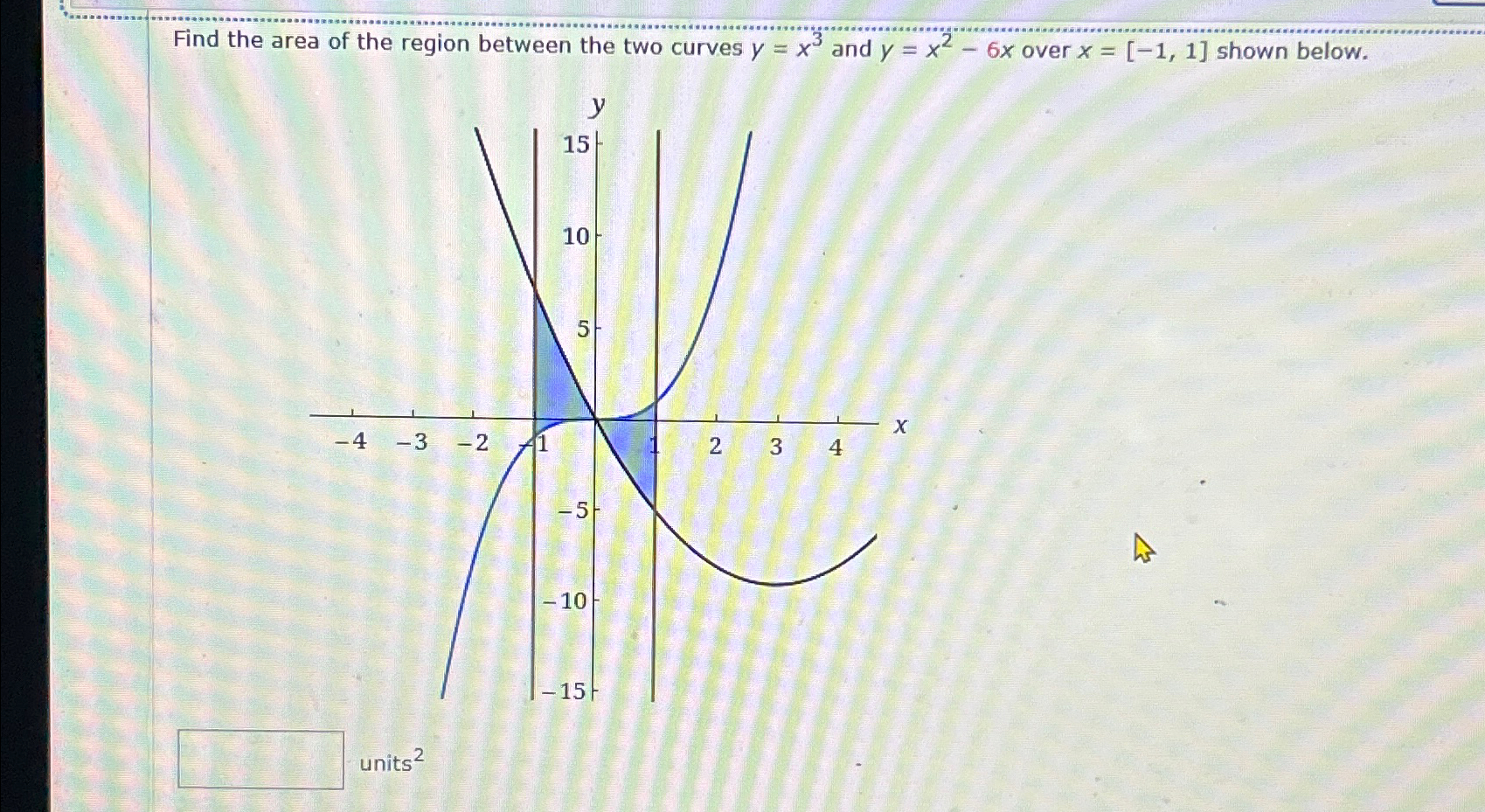 Solved Find the area of the region between the two curves | Chegg.com