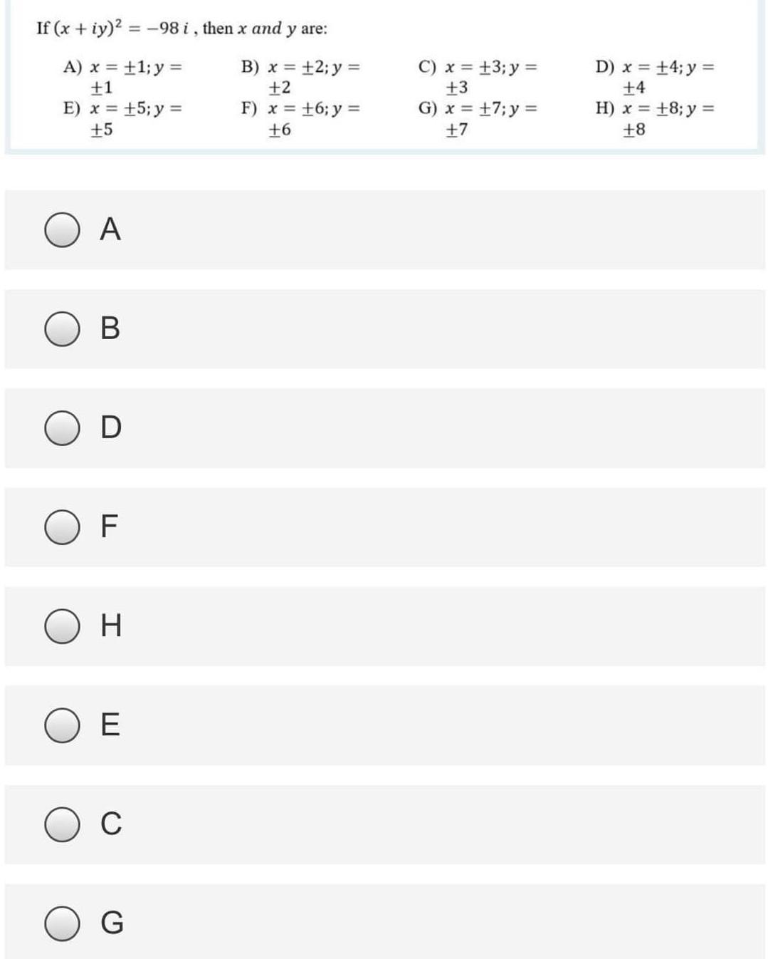 Solved If X Iy 2 98 I Then X And Y Are A X 1 Y Chegg Com