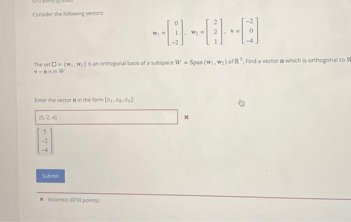 Solved Consider The Following Vectors: | Chegg.com