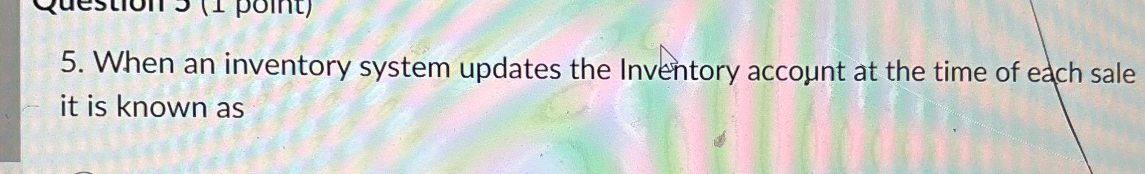 Solved When an inventory system updates the Inventory | Chegg.com