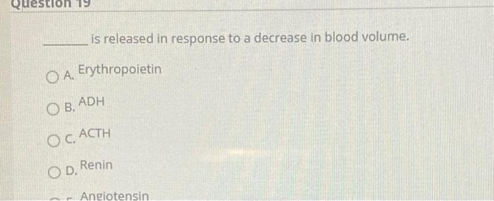 Solved Question 19 is released in response to a decrease in | Chegg.com