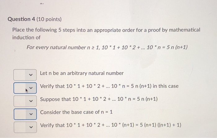 Solved Question 4 (10 points) Place the following 5 steps | Chegg.com