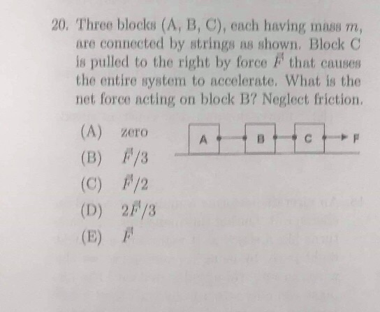 Solved: 20. Three Blocks (A, B, C), Each Having Mass M, Ar... | Chegg.com