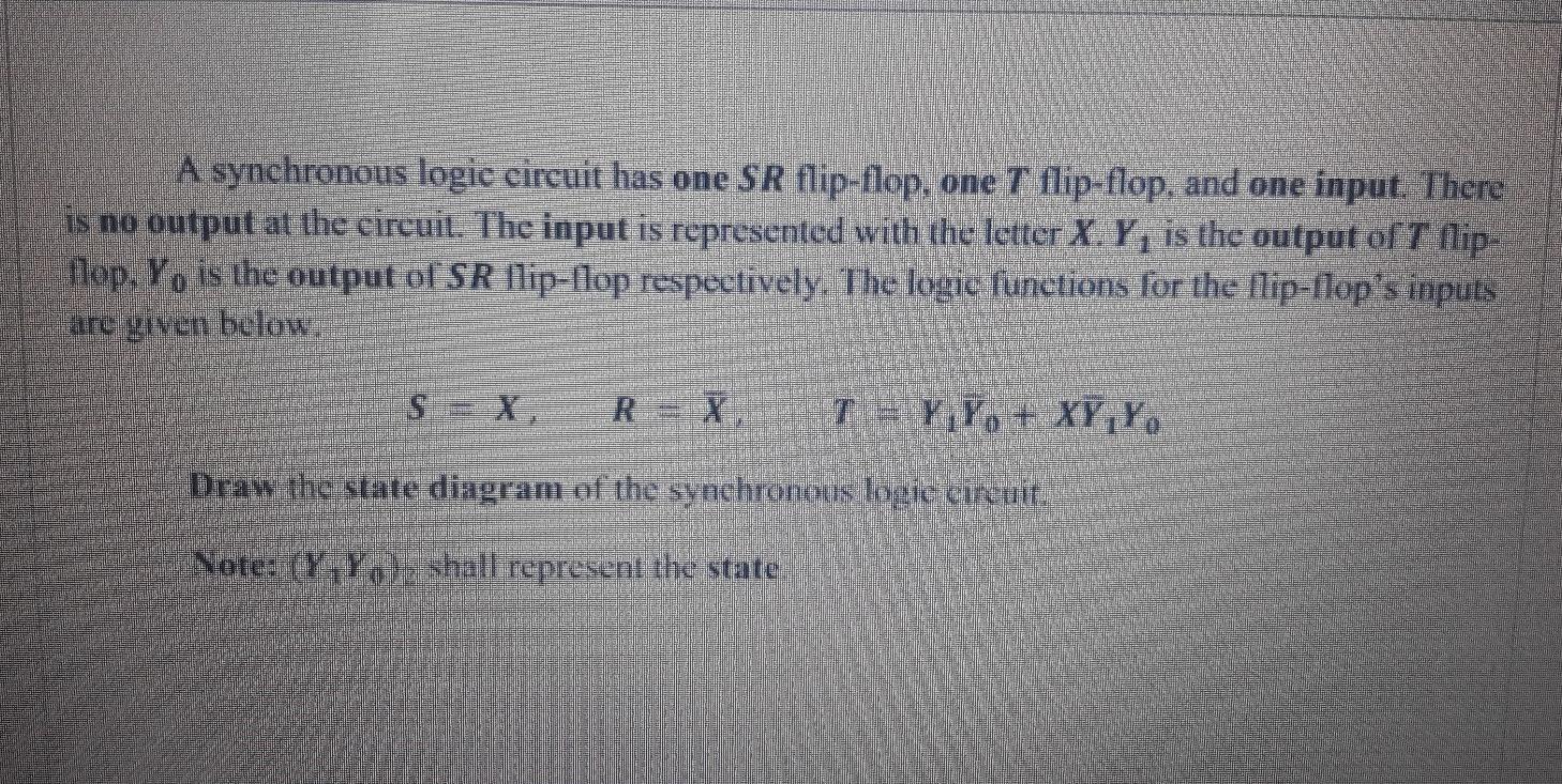 Solved A synchronous logic circuit has one SR flip-flop, one | Chegg.com
