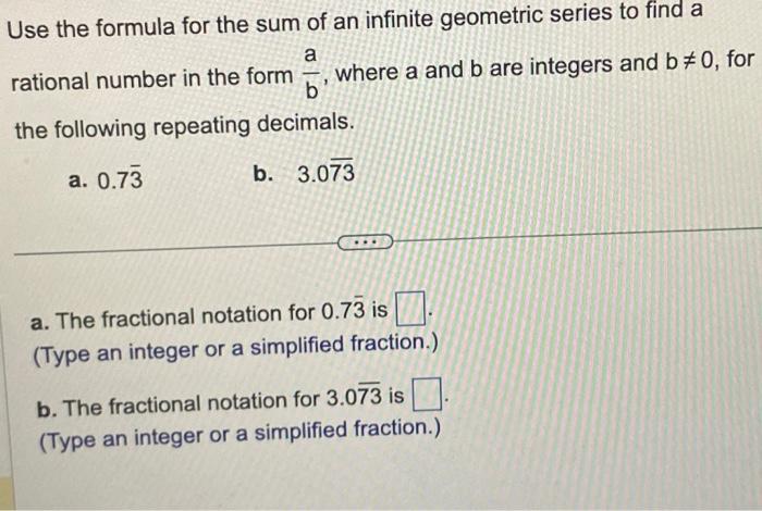 Solved Use the formula for the sum of an infinite geometric | Chegg.com