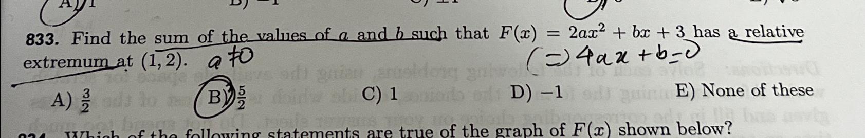 Solved Find The Sum Of The Values Of A And B ﻿such That | Chegg.com